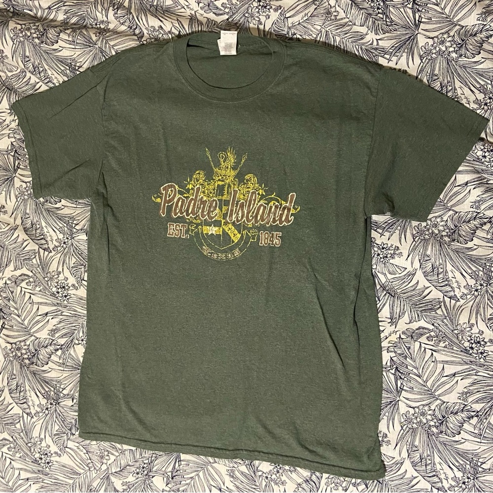 Green Padre Island Texas Heavy Cotton T-Shirt